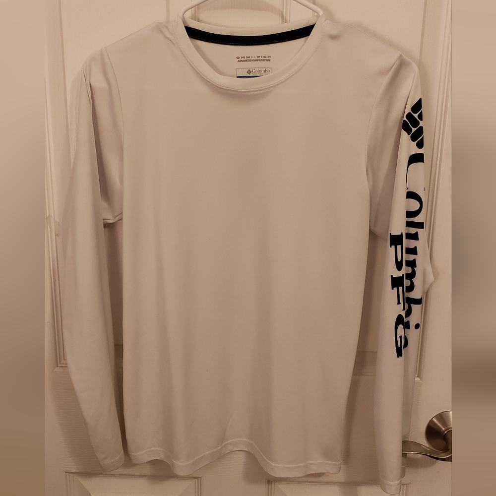 Columbia PFG Long Sleeve Fishing Shirt, White, Youth L, Used - Good Condition